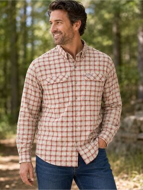 Columbia PFG Fishing Shirt XXL Red Plaid Vented Long Sleeve Outdoor Hiking